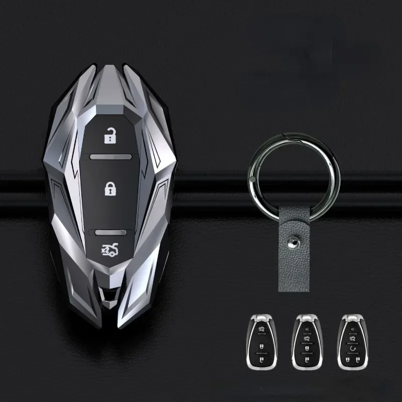 For Chevrolet Malibu TrailBlazer Zinc Alloy Silver Car Key Protection Shell Cartoon Smart Remote Key Cover Car Accessories