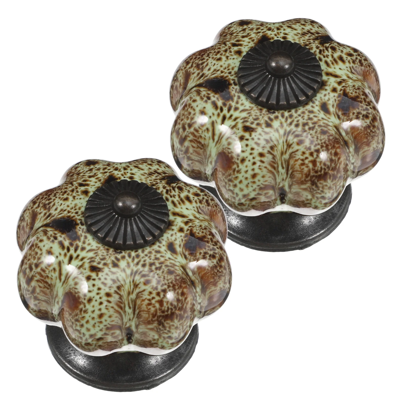 2 Pcs Cabinet Handle Pulls Kitchen Modern Drawer Ceramic Knobs Handles Unique Door Vintage for Cabinets Leopard Print