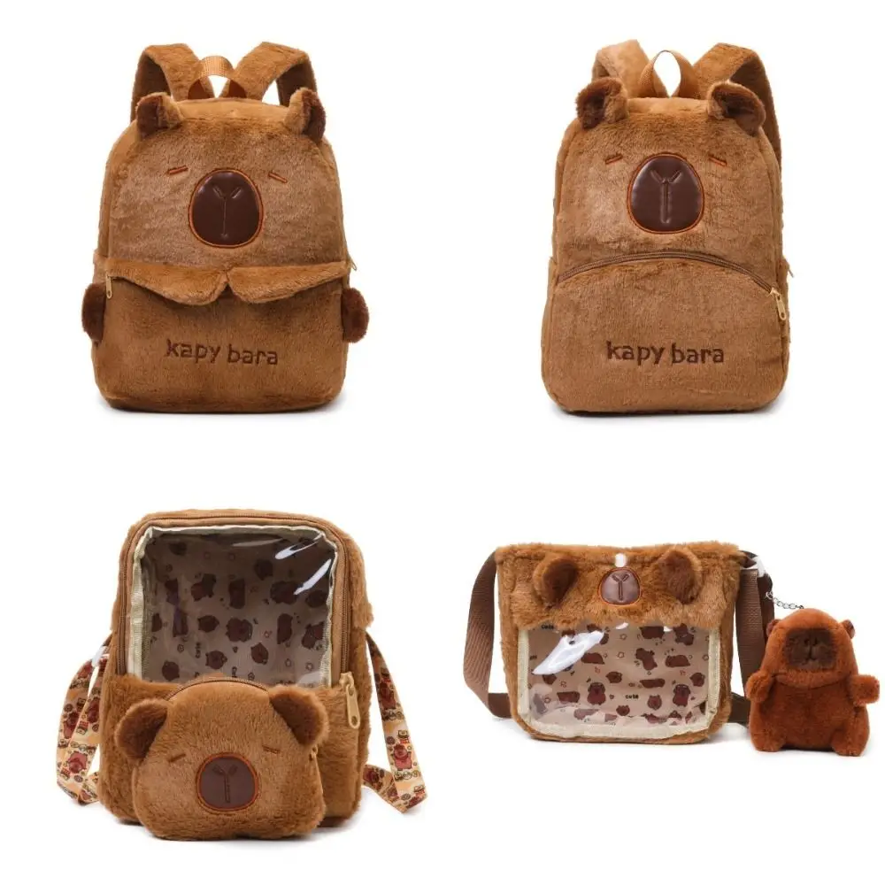 

Animals Capybara Plush Backpack Shoulder Bag Large Capacity Cartoon Shoulder Bag Zipper Plush Doll Bag Students School Bag