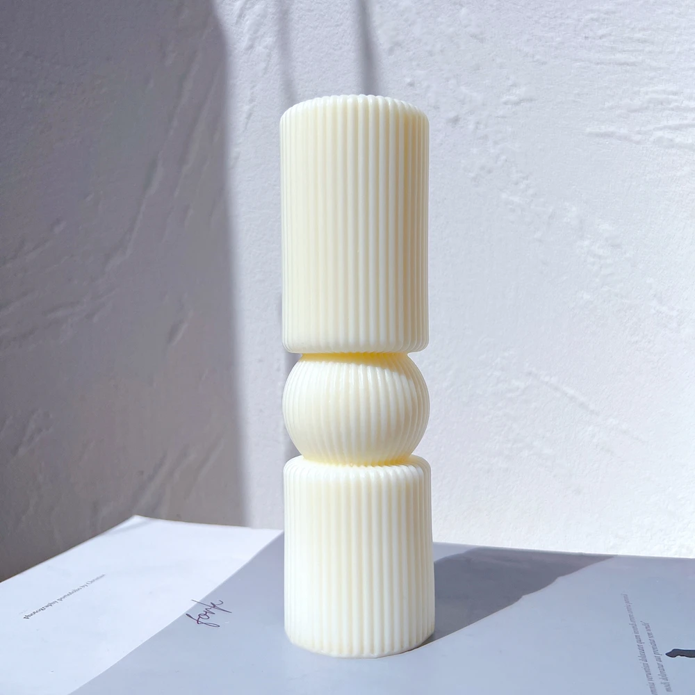 6 Designs Column Ribbed Pillar Candle Mold CylinderTemplate Silicone Molds Geometric Home Decor Striped Soy Wax Mold