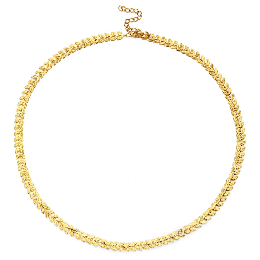 Цепочка Из Нержавеющей Стали MinaMaMa с блестками, ожерелья для женщин и девушек, колье-чокер из пшеницы Подарочные ожерелья украшения