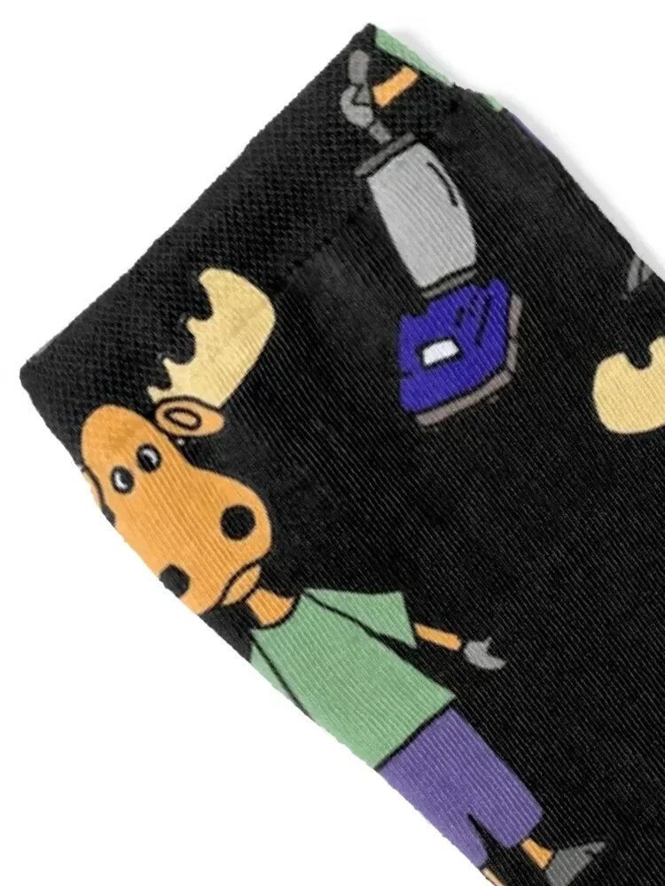 Funny Moose Pushing Vacuum Cleaner Cartoon Socks men cotton high quality set Ladies Socks Men's