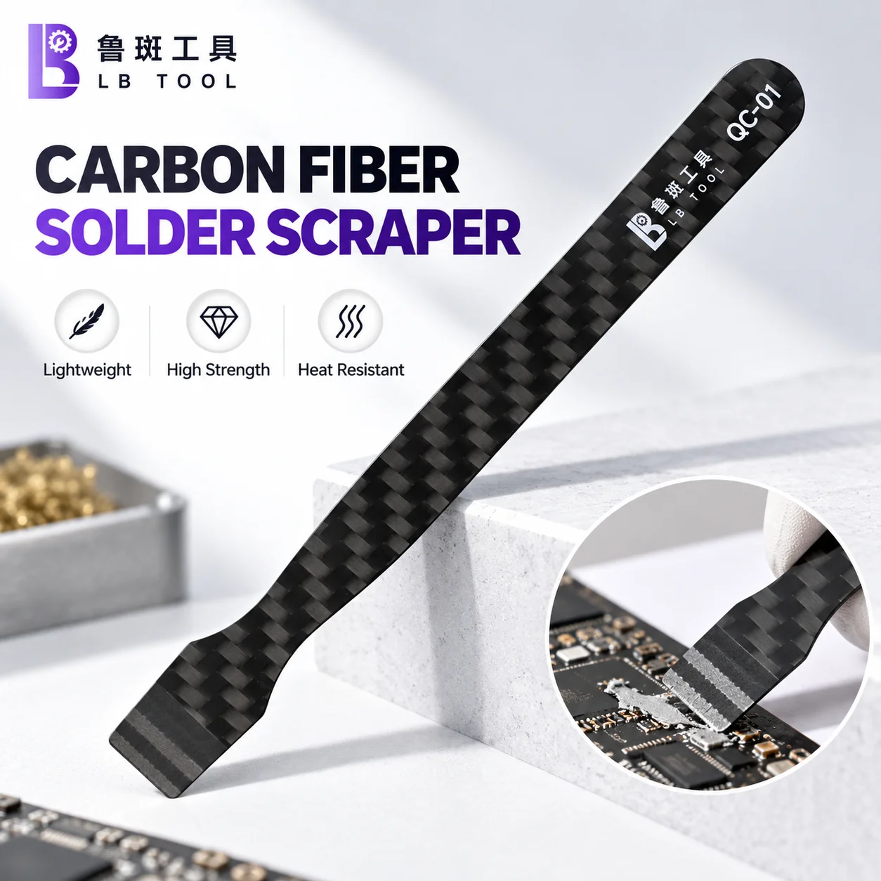 LB TOOL Mobile Phone Repair Tool Kit Anti-Static PCB Cleaning Brush Solder Scraper for Motherboard Glue Removal