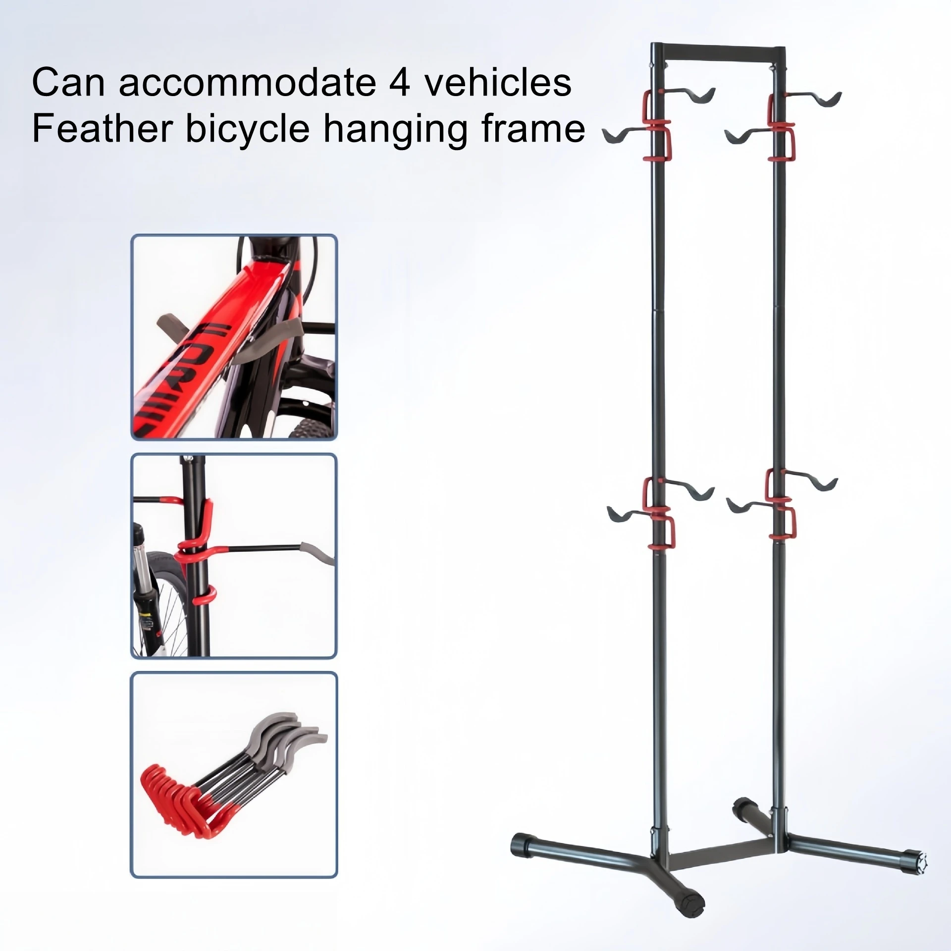 Bicycle rack, mountain bike tree shaped parking rack, multiple road bikes, indoor rack, vertical maintenance rack