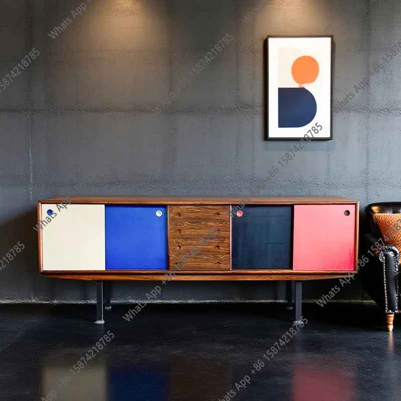 Designer log antique minimalist solid wood dining side cabinet living room against the wall storage