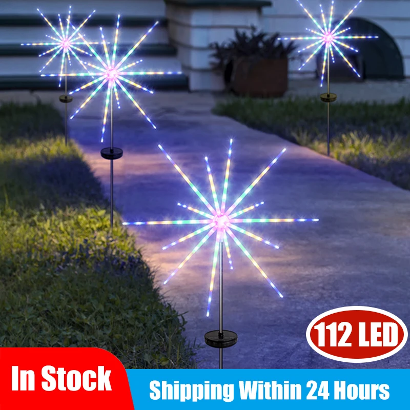 

1/2/4Pcs Solar Fireworks Meteors Light 8Modes LED Light IP65 Waterproo Light Decorative Starry Starburst Light for Garden/Lawn