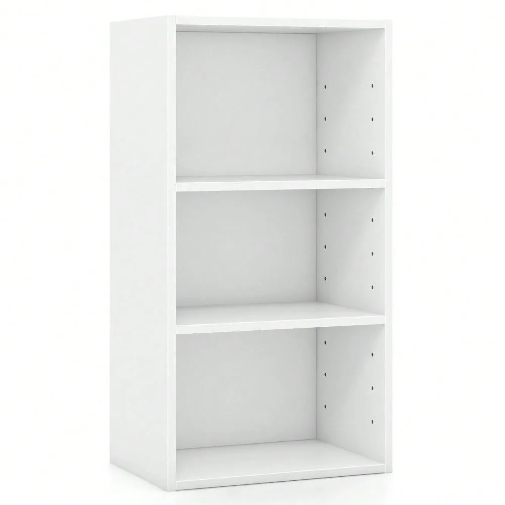 

Трехуровневая книжная полка, небольшая открытая книжная полка, деревянный стеллаж для хранения книг с регулируемыми панелями для гостиной, домашнего офиса, спальни