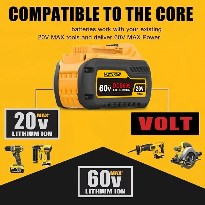 Náhradní baterie DCB609 60V/20V kompatibilní s elektrickým nářadím DEWALT – vysoká kapacita a odolný výkon - náhled 6