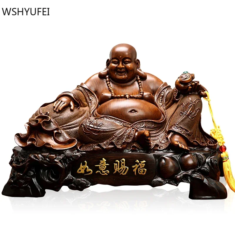 Lucky Money Resin Big-bellied Maitreya Buddha Chinese Style Fengshui Statue Home Ornaments Living Room Decoration Craft Ornament