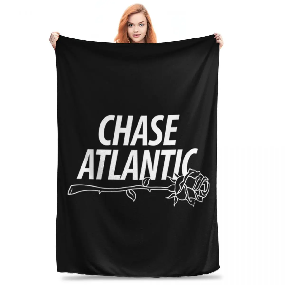 Chase Atlantic Rose Logo Blankets Flannel Portable Throw Blankets Sofa Throw Blanket For Home Bedroom Travel Throws Bedspread