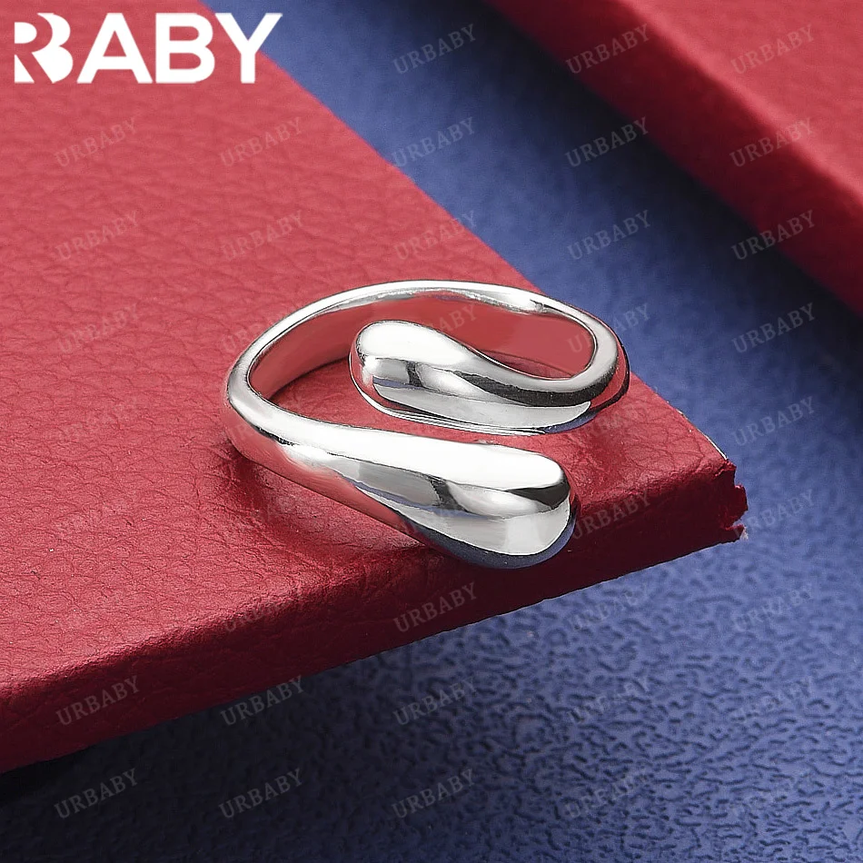 

URBABY 925 Sterling Silver Geometric Open Ring For Women Men Grace Jewelry Trend Fashionable Birthday Party Gifts