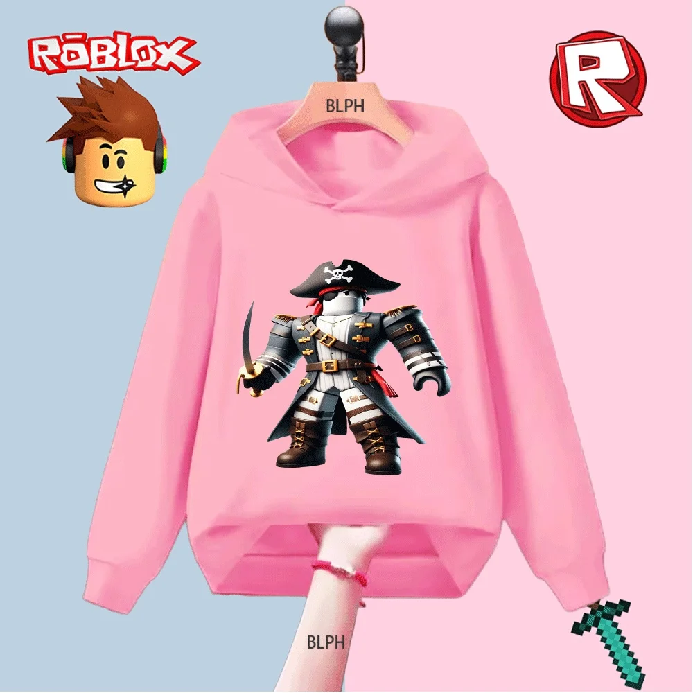 

Детская толстовка для косплея Roblox Pirate, толстовка с принтом персонажа капитана пирата из мультфильма, повседневный пуловер с длинными рукавами для мальчиков