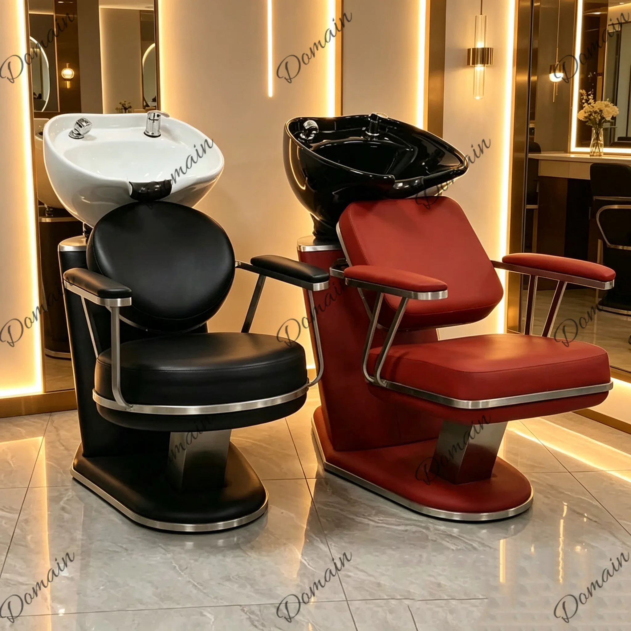 Japanese barber shop seated shampoo bed ceramic basin hair salon special flush bed hair salon shampoo chair