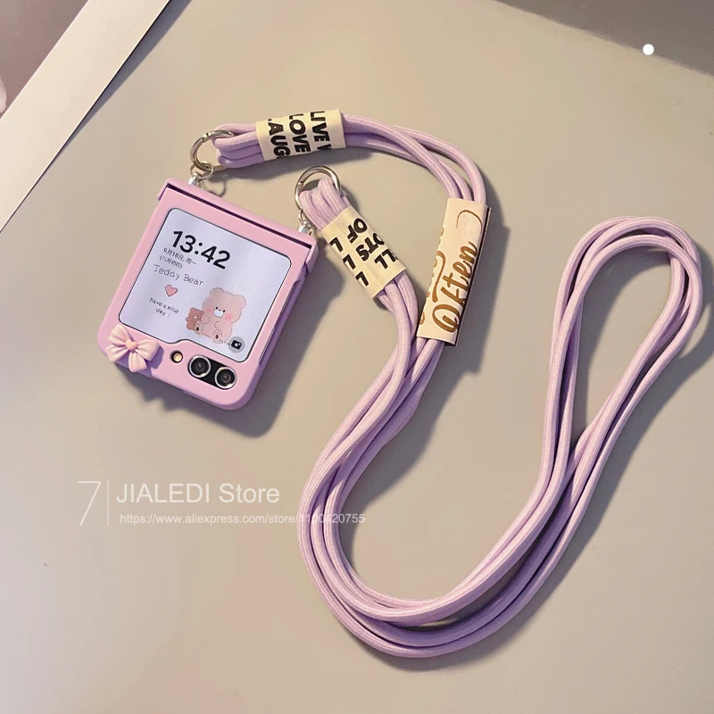 Crossbody Lanyard Hinger Phone case For Samsung Galaxy Z Flip 3 4 5 6 flip6 zflip5 Cover