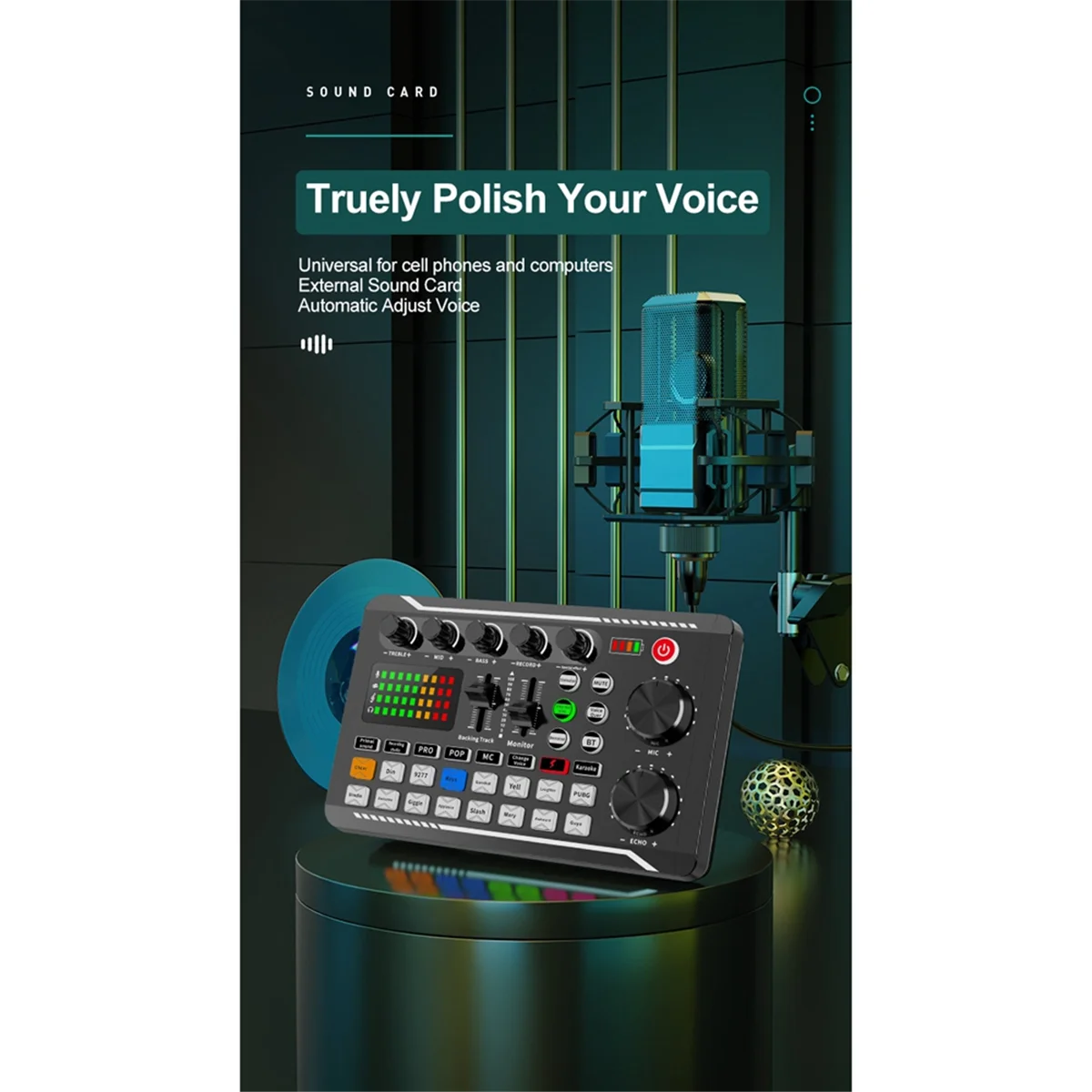 

F998 Sound Card and BM800 Microphone Kit Mic Sound Mixer Sound Card Audio Mixing Console Amplifier for Singing PC PhoneJAS