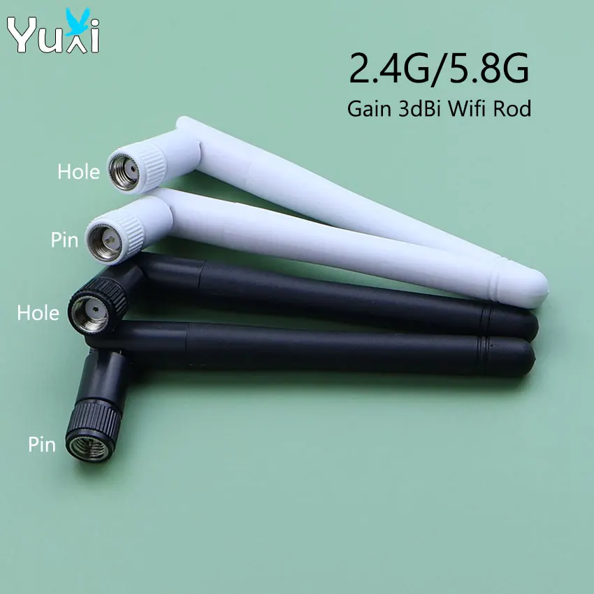 YuXi 2.4G 5G 5.8G Faltbares Dual-Frequenz-Stick-WLAN-Bluetooth-Modul Zigebee Antenne mit hoher Verstärkung 3dBi Kunststoffstab SMA-Stecker