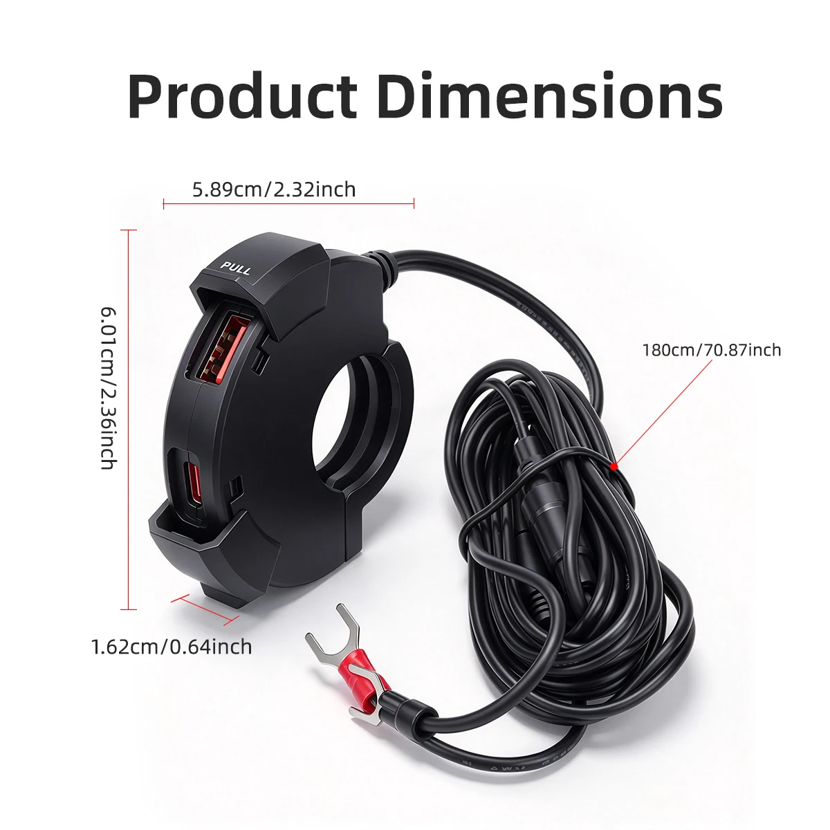 48W Motorcycle Phone Charger QC3.0 Dual USB Type-C Fast Charger Waterproof 12-24V Handlebar Mount Power Adapter for Moto 6