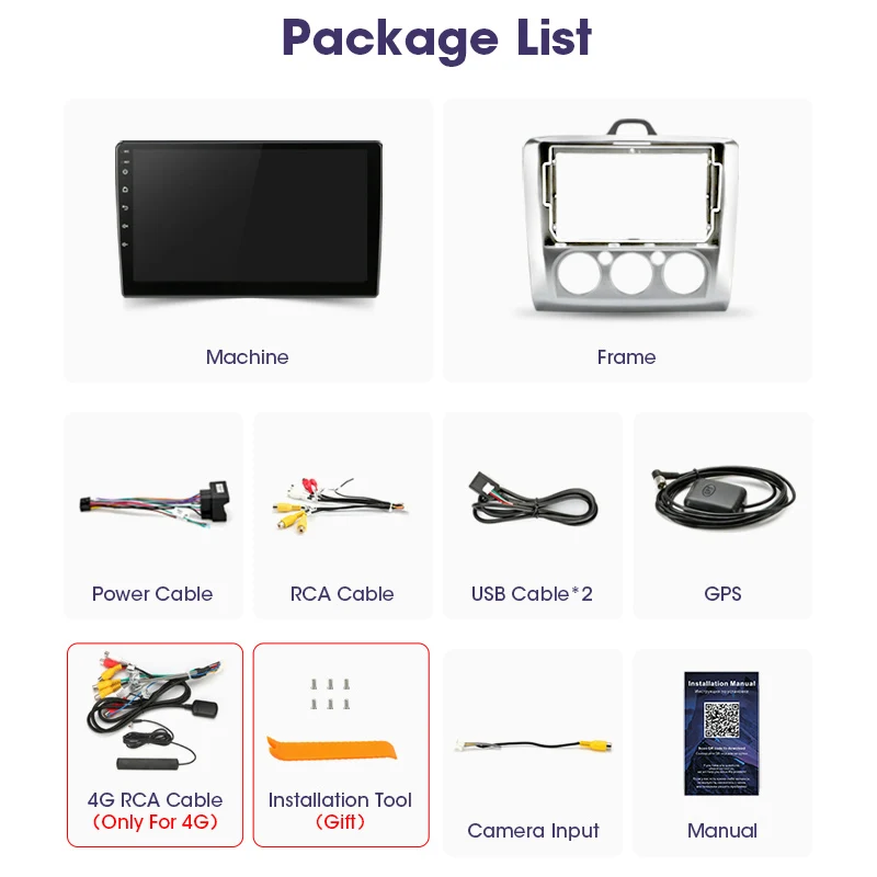 JMCQ Android 12 Car Radio for Ford Focus 2 3 Mk2 Mk3 2004 2005 - 2011 Multimedia Player Navigation GPS 2Din Carplay Stereo DVD