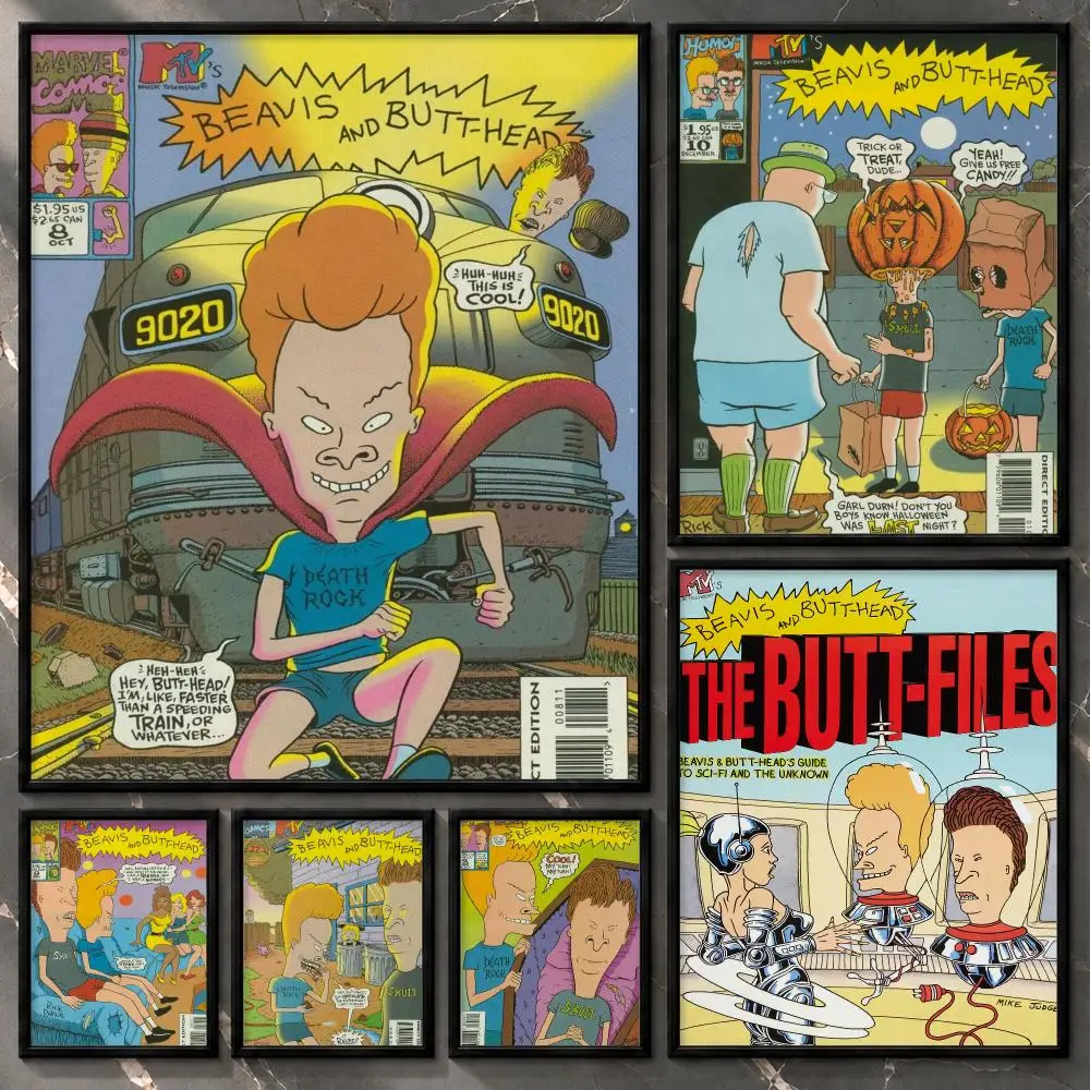 Beavis and Butt-Head 90s Adult Cartoon Slacker Humor Pop Satire Poster Aesthetic Unframed Wall Prints for Bedroom & Living Room