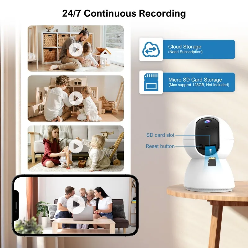 Home camera motion detection, voice intercom, WiFi monitoring, shaking head machine