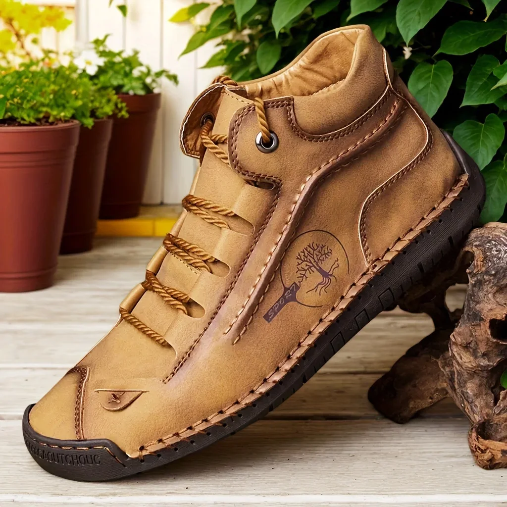 

Мужские походные ботинки в стиле ретро в стиле вестерн ручной работы, синтетическая кожа, дышащая подкладка, прочная резиновая подошва, всесезонная уличная обувь