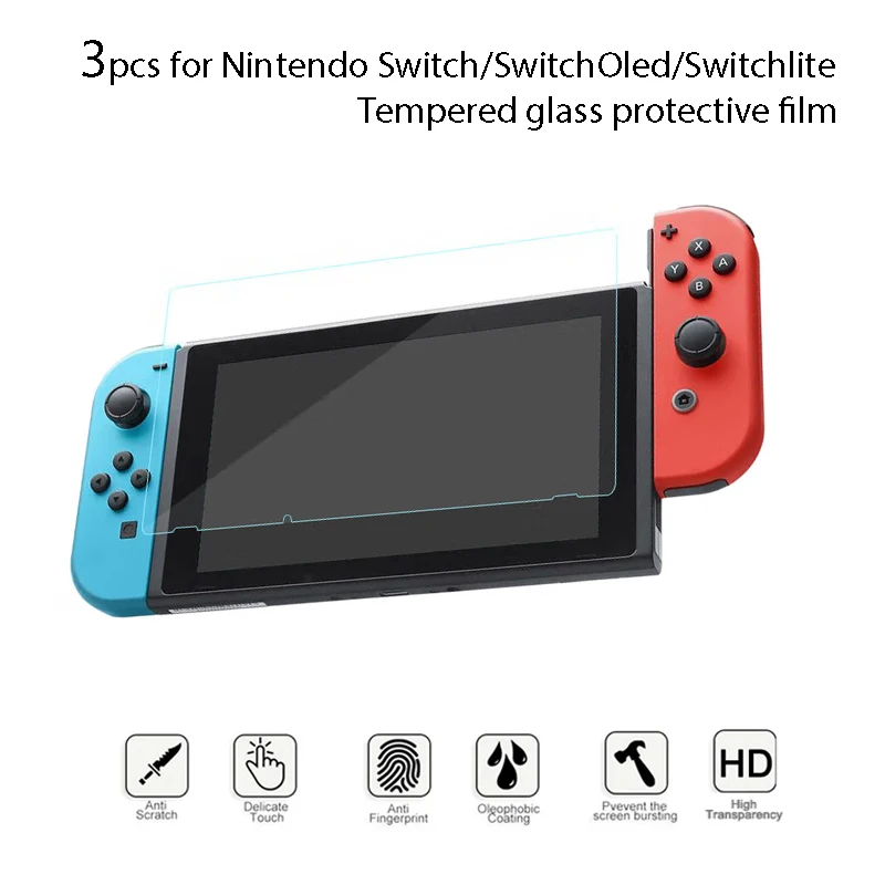

3PCS For Nintendo Switch/Switch Oled/Switch Lite Game Tablet High-Definition Tempered Anti-scratch Glass Screen Protector
