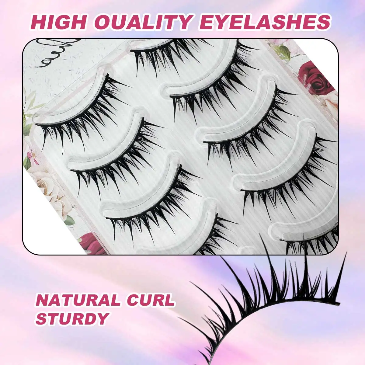 5 pares de pestañas postizas de aspecto húmedo, uso diario Natural, cola afilada, simulación gruesa, pestañas de maquillaje cruzadas para uso diario