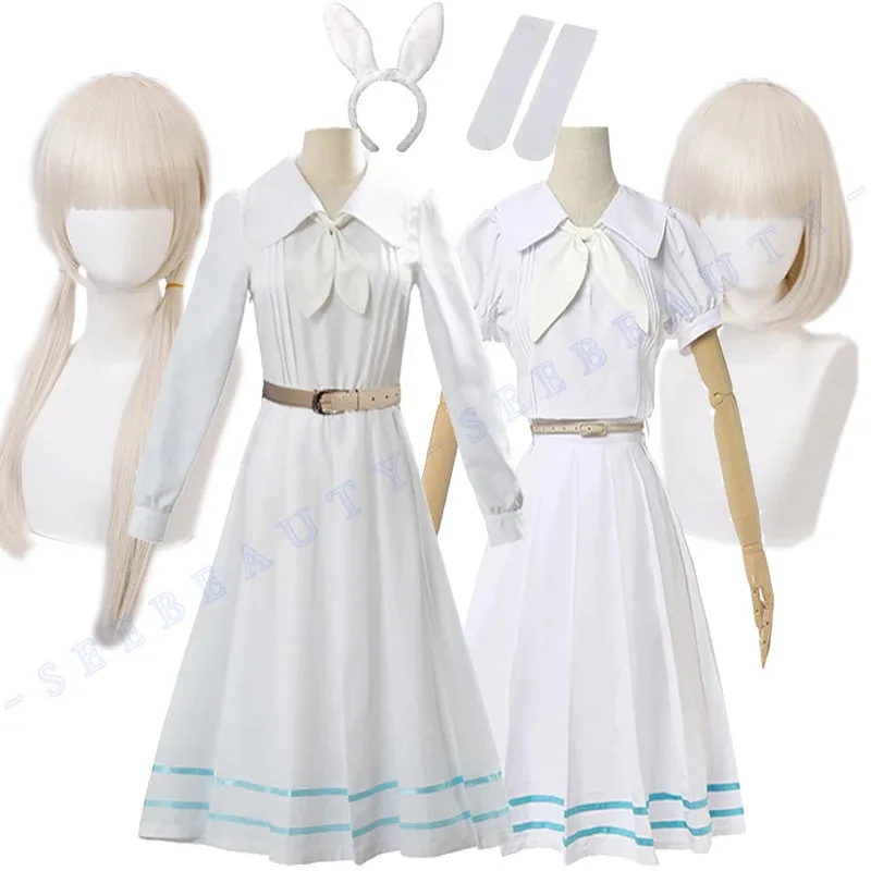 

lHalloween Cosplayl Beastars Haru Cosplay Costume White Dress White Rabbit Haru JK Uniform Dress for Woman Girls Hallowmas Party
