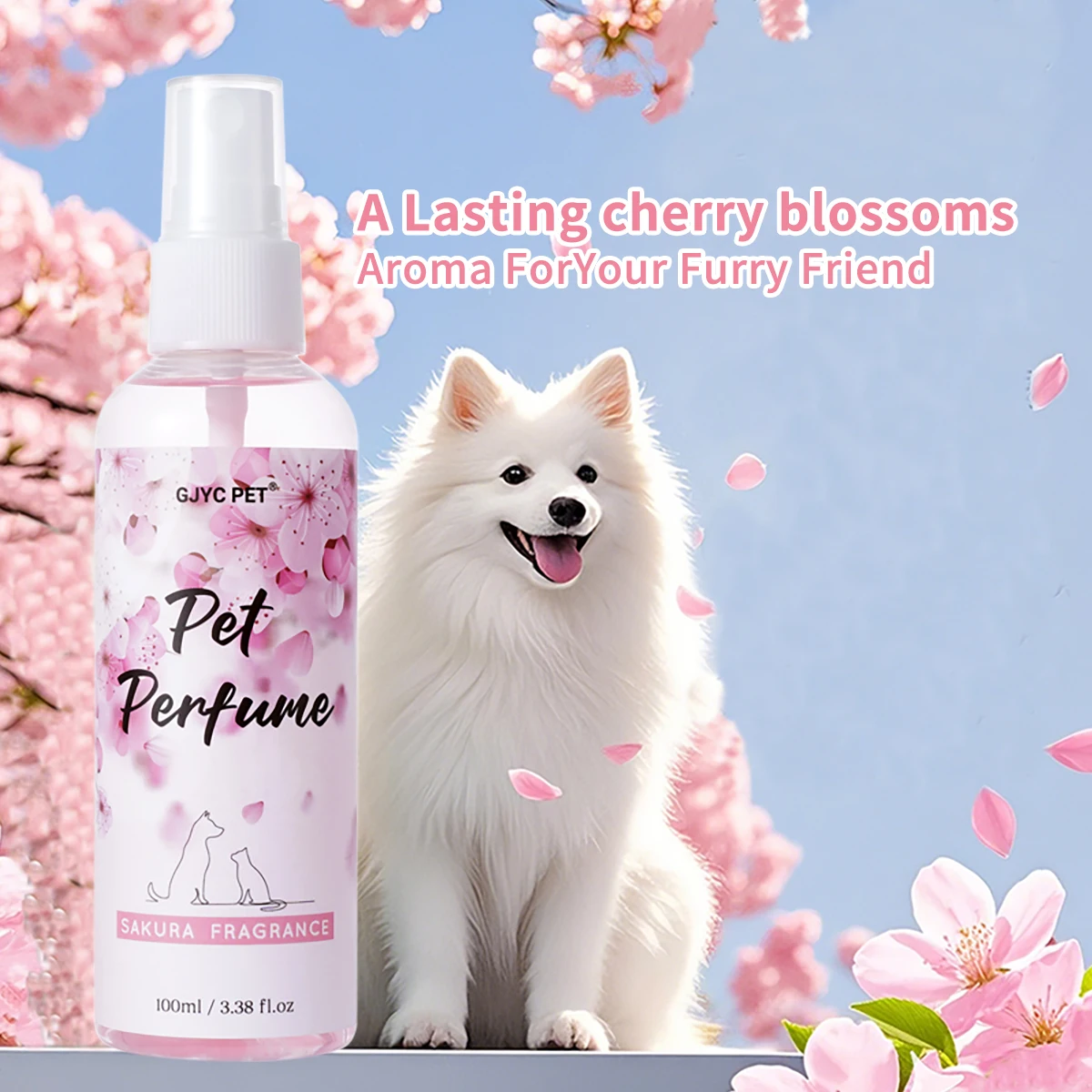 Sakura Blossom Pet Perfume Spray Long Lasting Odor Eliminator Gentle Alcohol-Free Formula Safe For Dogs Cats