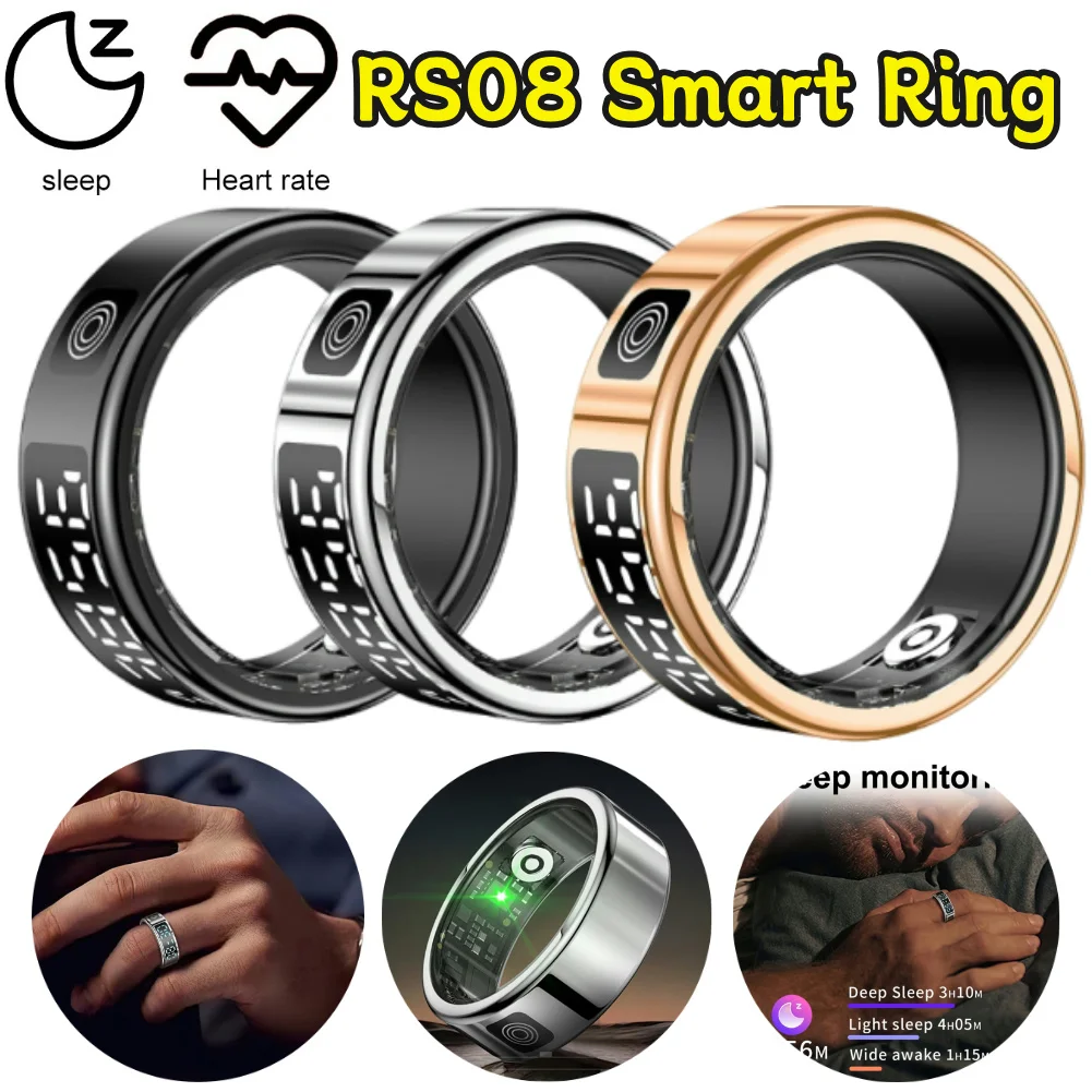 

RS08 Smart Ring Heart Rate Blood Oxygen Sleep Health Monitor 5ATM Waterproof Multi-sport Mode Fitness Ring BT5.1 for Android iOS