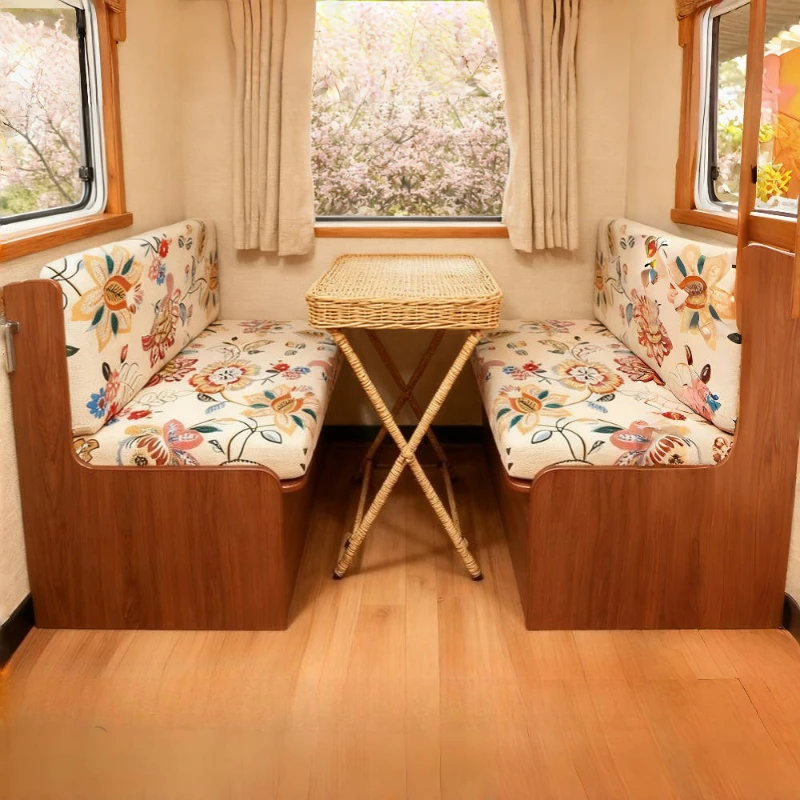 2pcs/set Elastic RV Dinette Cushions Cover RV Booth Seat Cover Anti-slip Sofa Slipcover for RV Camper Car Bench Backrest Covers
