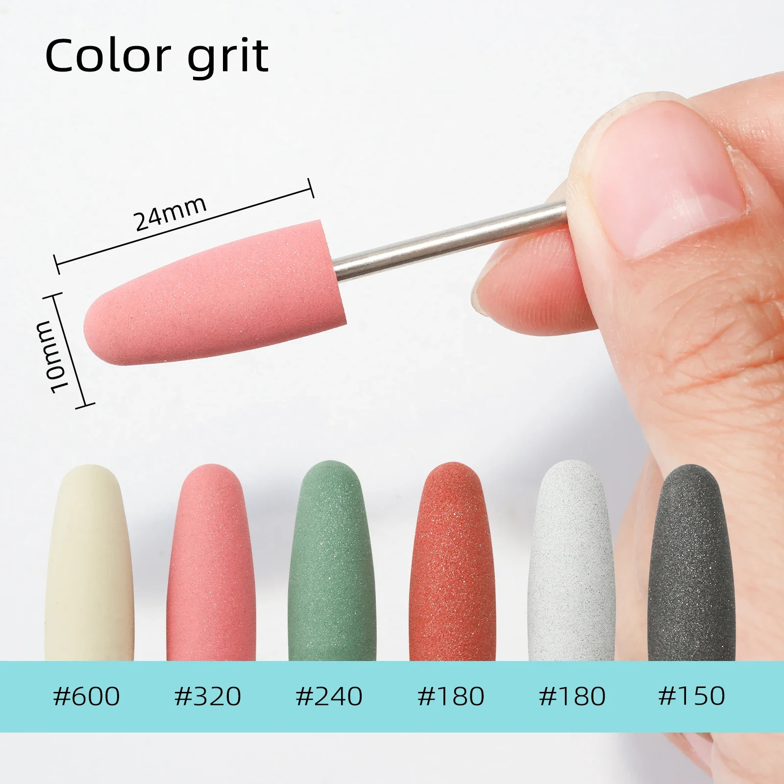 HYTOOS 라운드 실리콘 네일 드릴 비트, 회전식 매니큐어 발 연마 도구, 전기 손톱 액세서리, 12*24mm, 3/32 인치