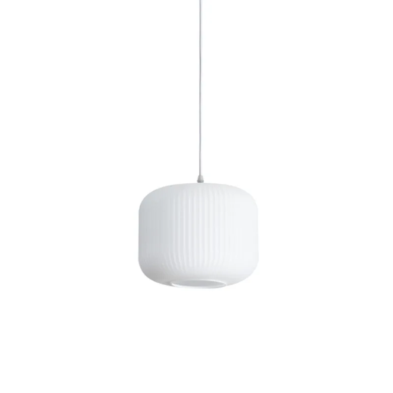 Nordic Modern White Pendant Lamp Minimalist Restaurant Bar Hanging Light Fixture Bedroom Bedside Glass Creative Striped Luminare