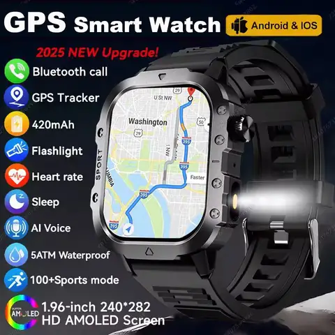 2025 New SmartWatch Men Outdoor GPS Sport Watches Heart Rate Sleep Waterproof Smart Watch IOS Android