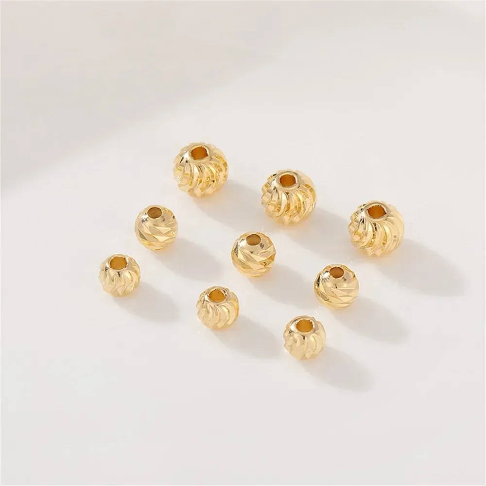 Cuentas roscadas chapadas en oro de 14K, cuentas separadas, cuentas dispersas, pulseras de cuentas hechas a mano, accesorios de joyería, materiales de cuentas