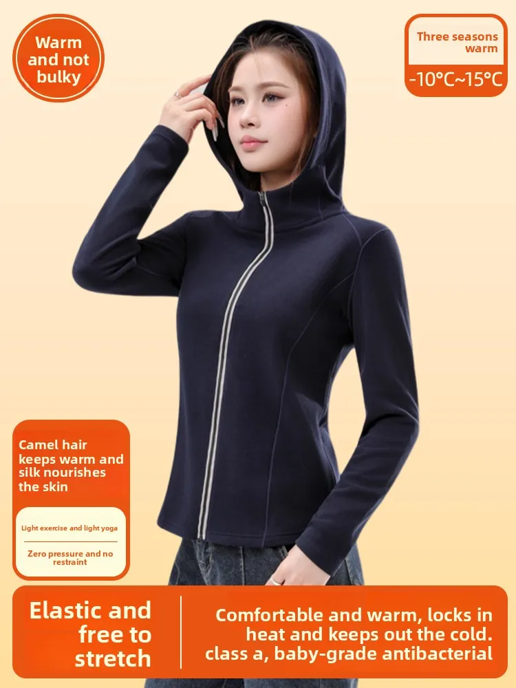 

Thiened Fce Yoga Jaet Women's Fitn Warm Top Slimming Waist Hooded Yoga Wear Sport Sweatirt Autumn Winter Outerwear