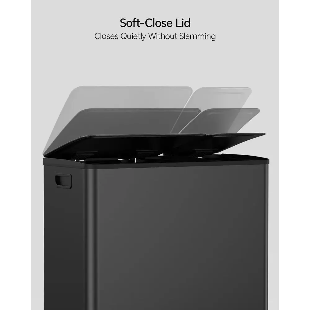 Dual Trash and Recycling Bins Kitchen, 13+6 Gallon Stainless Steel Garbage and Recycle Bin Combo for Large Families, Dual Trash view 5
