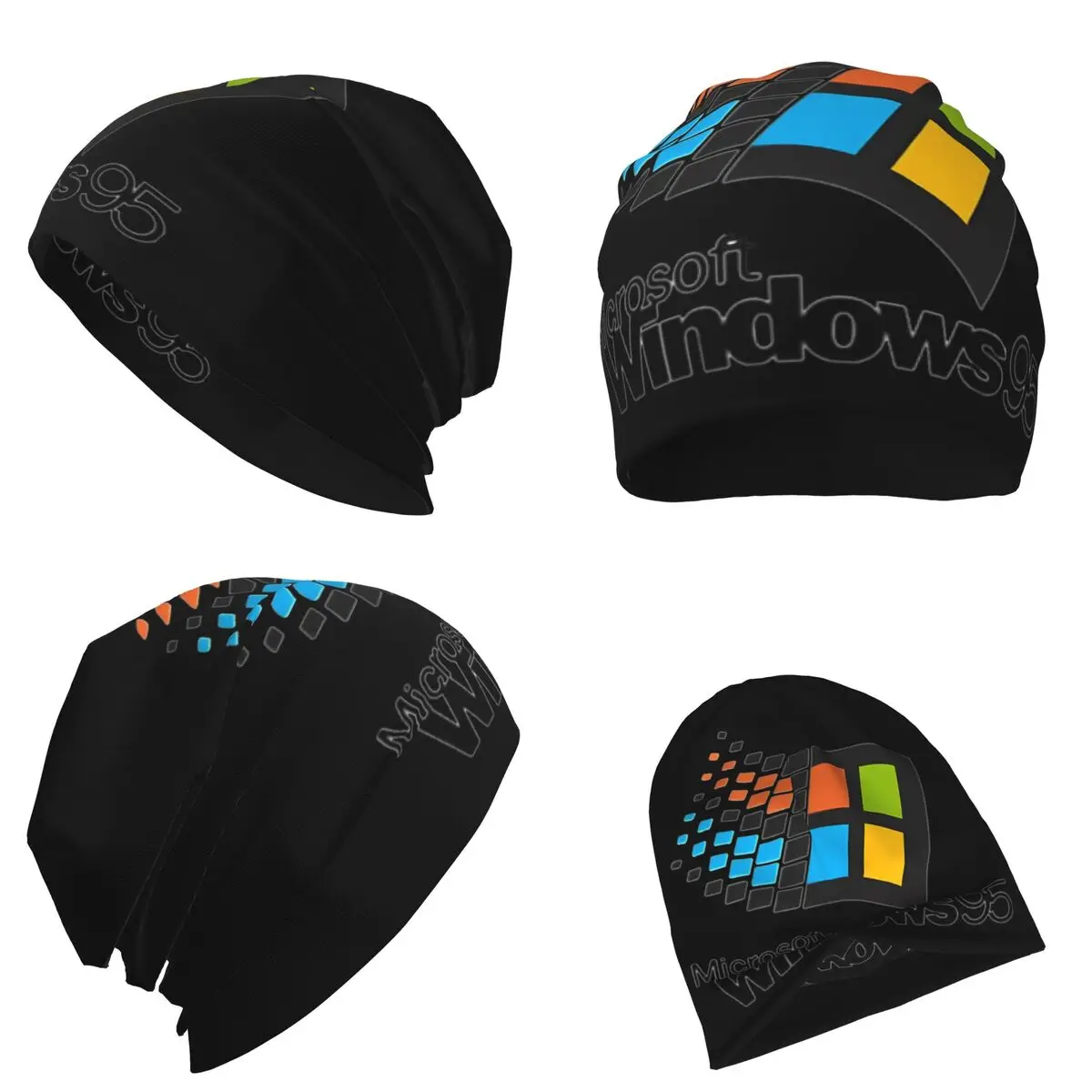 Windows 95 Piccolo berretto caldo lavorato a maglia Cappello cofano hip-hop Autunno Inverno Berretti da esterno Cappelli per uomo Donna Adulto