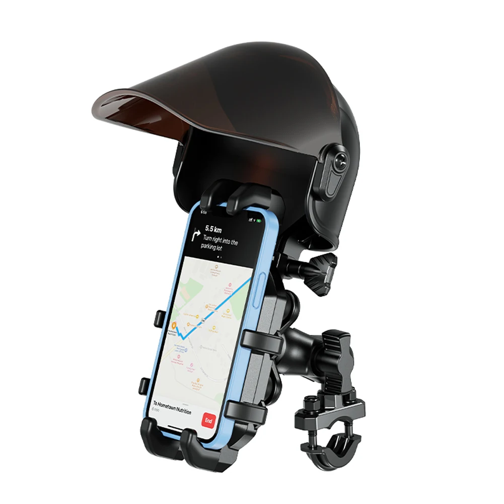 Small Helmet Rider Electric Bicycle Navigation Holder Sunshade Mini Cell Phone Holder Hat Rainproof Mobile Phone Helmet Umbrella