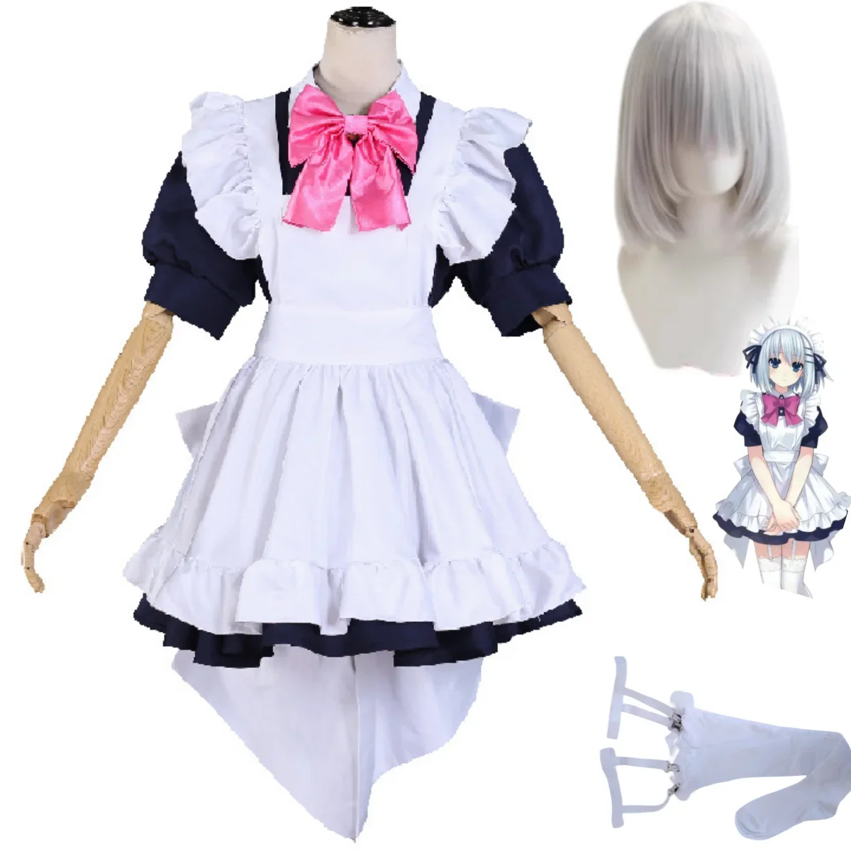 Anime DATE A LIVE tobiachi Origami disfraz de Cosplay, peluca de Ángel Diablo, vestido de mucama, Lolita, mujer Sexy, traje de fiesta de cumpleaños Kawaii