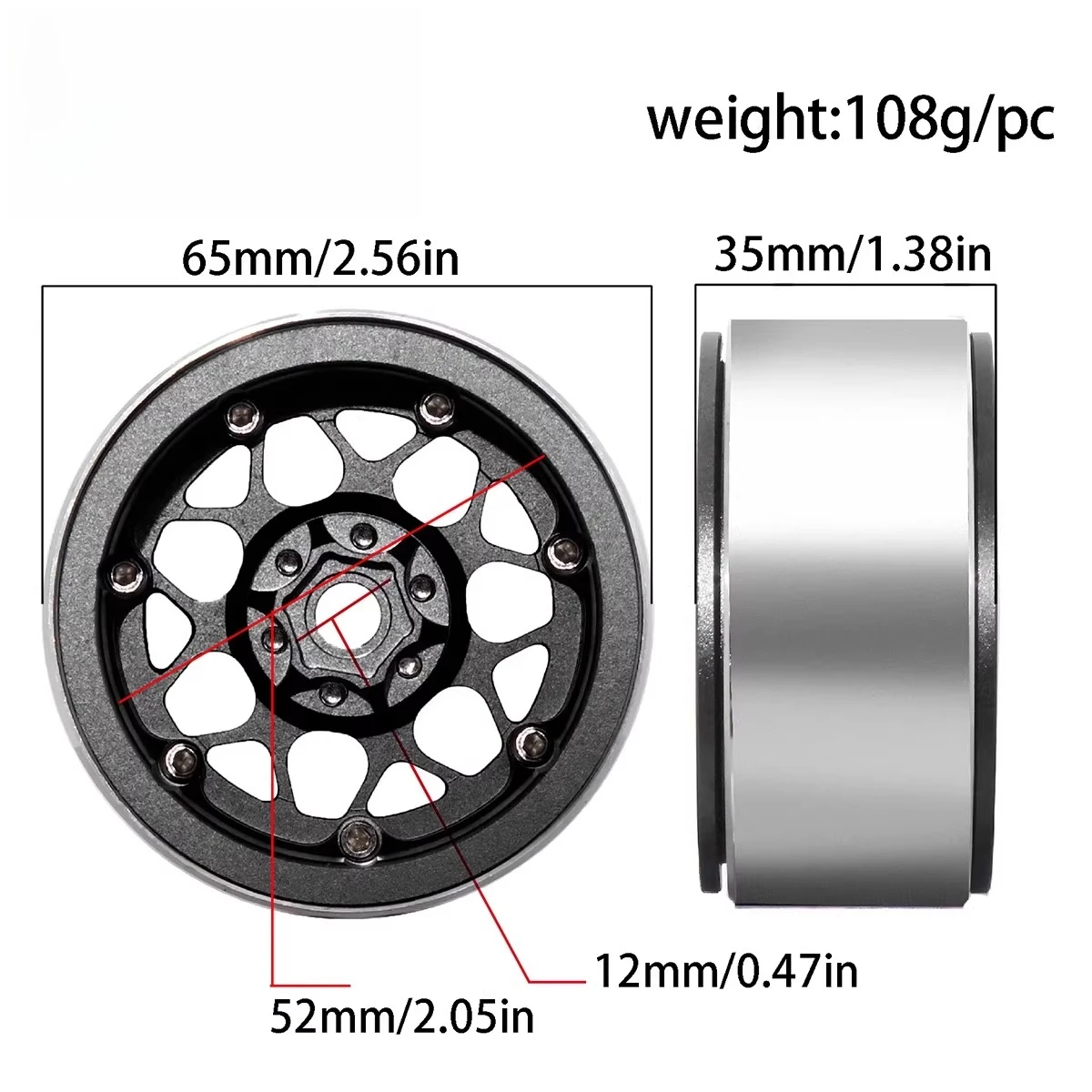 Akcesoria do tuningu piast kół metalowych 2,2 cala do RC Off-road Vehicle 1/8 KM Thor Tank CROSSRC R283