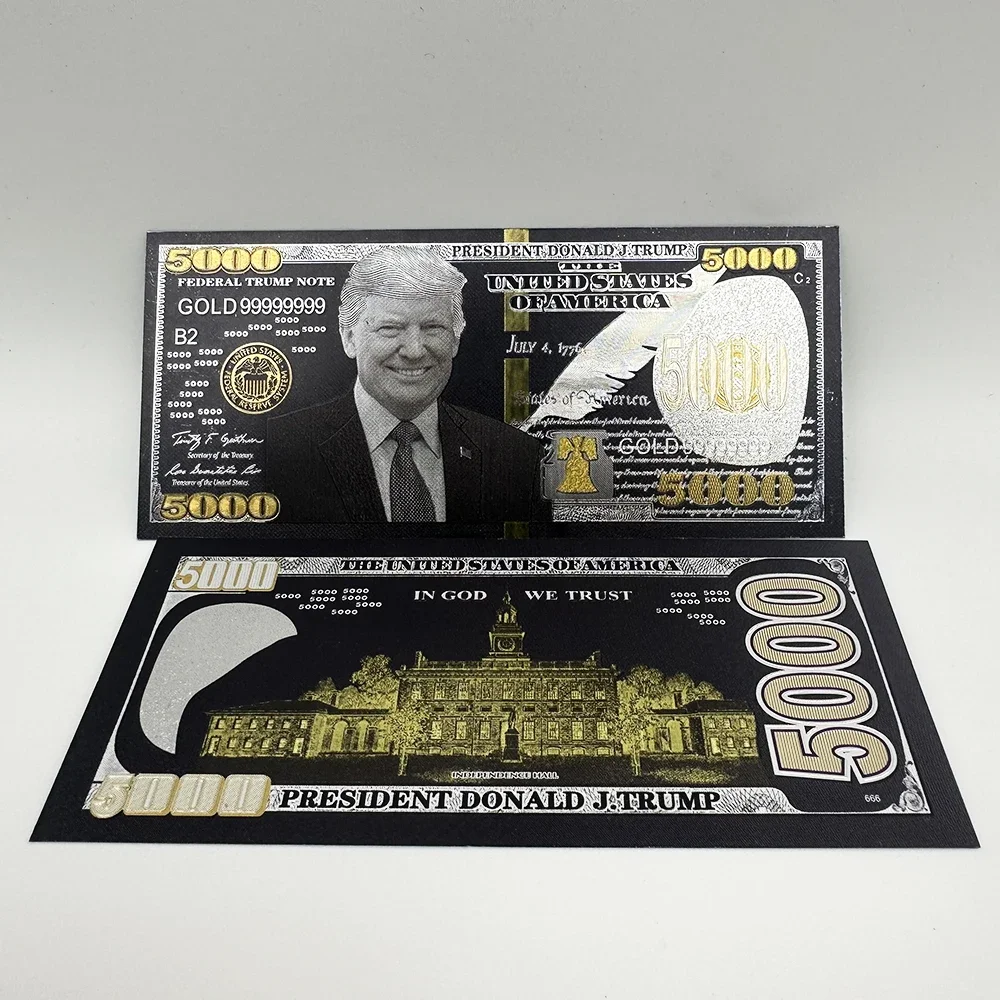 10PCS Trump Black Gold Banknotes 5000 Dollars Bills 2024 US Presidential Candidate Notes Collectibles Decoration Souvenir