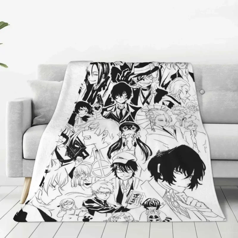 

Bungou Stray Dogs Anime Manga Blanket Velvet Dazai Osamu Lightweight Throw Blankets for Airplane Travel Bedroom Quilt