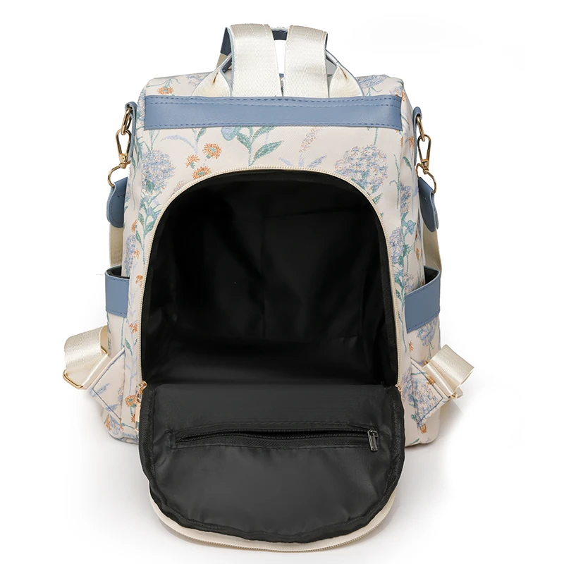 Fashion Color Blocking PU Leather Backpacks Multi Function Anti Theft Design Women's Backpack Large Capacity Leisure Travel Bags image 6