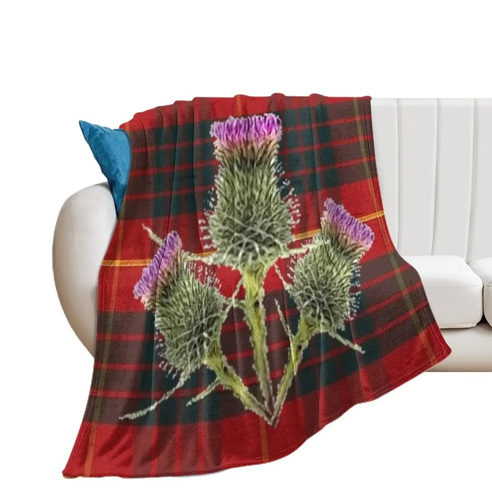 SCOTTISH THISTLES ON CAMERON CLAN TARTAN Throw Blanket Bed Fashionable Luxury Blankets For Sofas Decorative Sofa Blankets