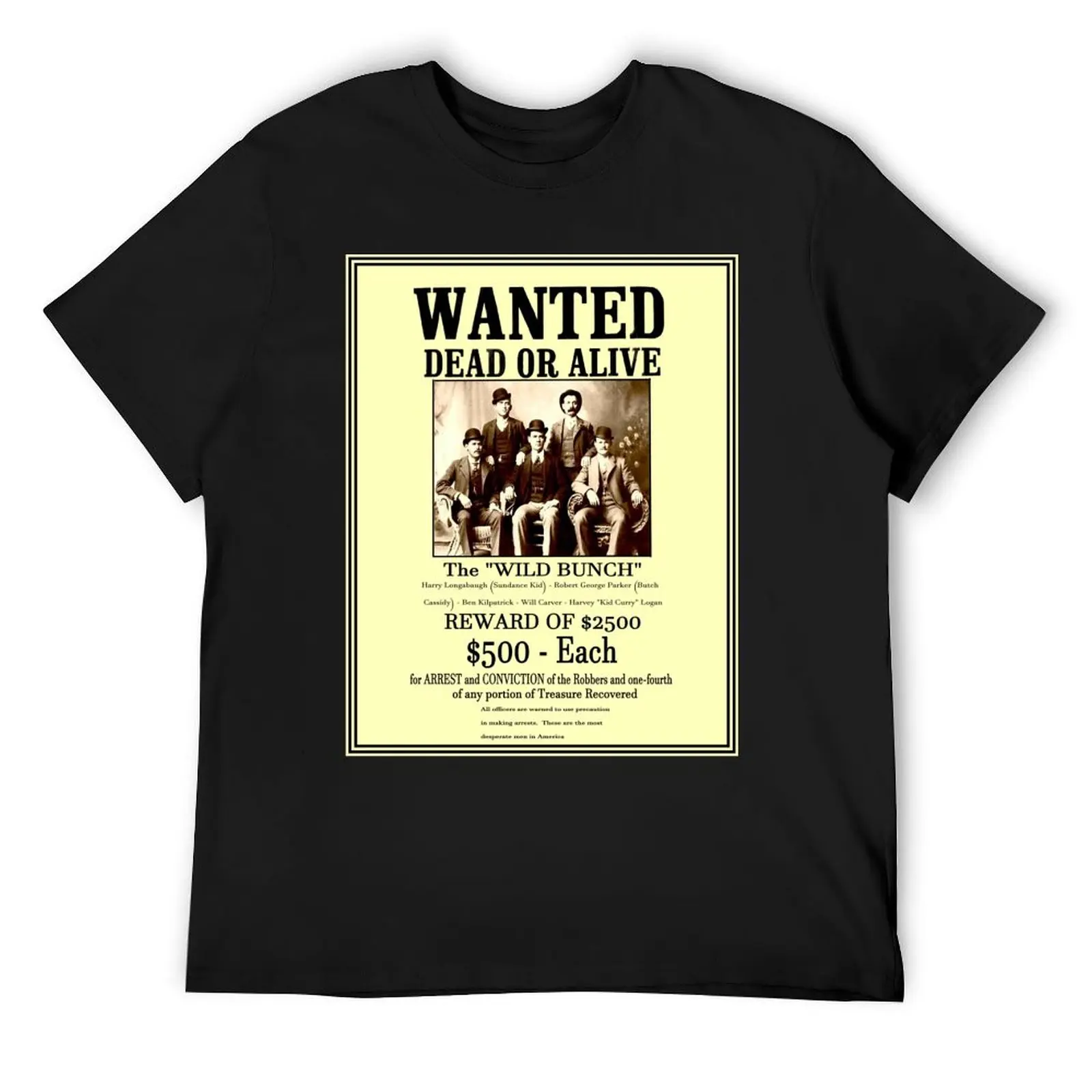 THE WILD BUNCH : Vintage 1900 Wanted Poster Print T-Shirt sports fans korean fashion Aesthetic clothing t shirt men 100℅ cotton