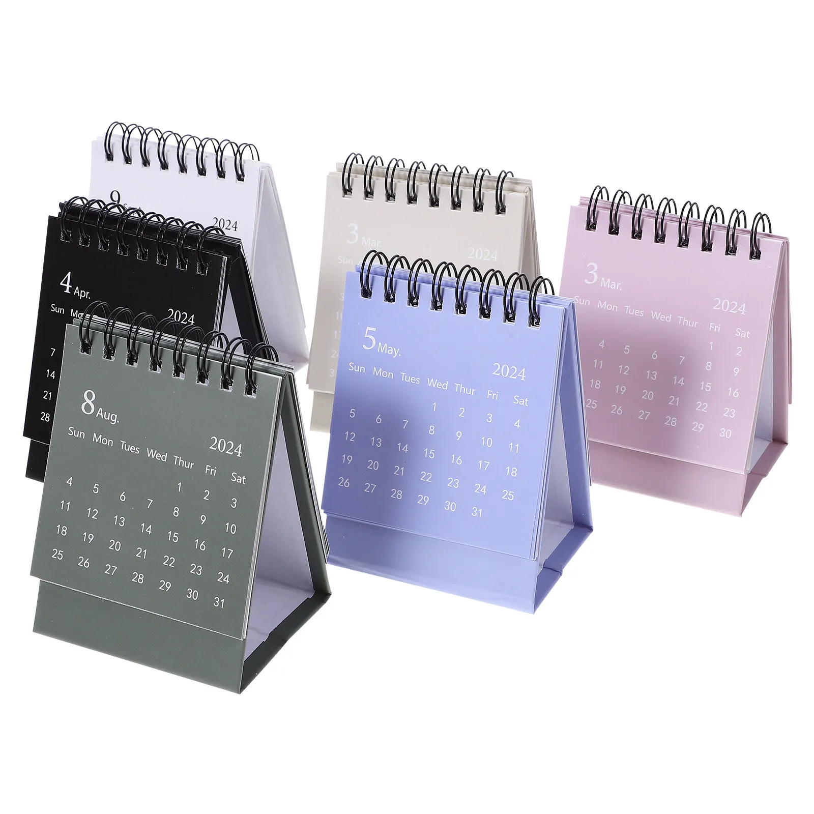 

6Pcs Mini Desk Calendar Chic Spiral Desktop Calendar 2024 Schedule Planner Office Home Decor Schedule Planner Office Accessory