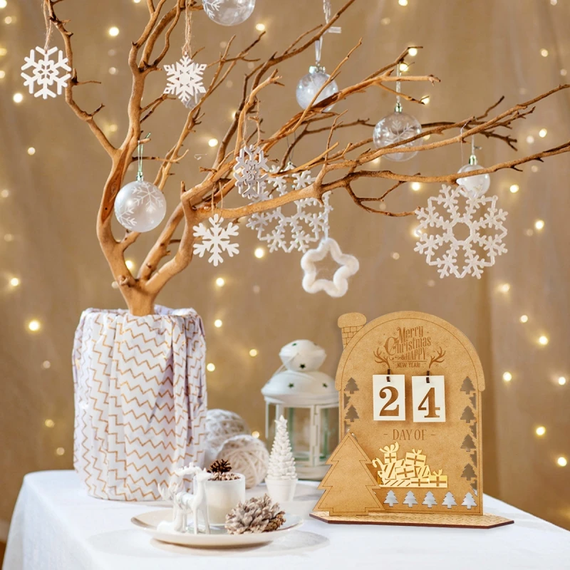 

Christmas Wooden House Model Calendar DIY Home Desktop Decorations Accessories New Year Party Favors Advent Calendar