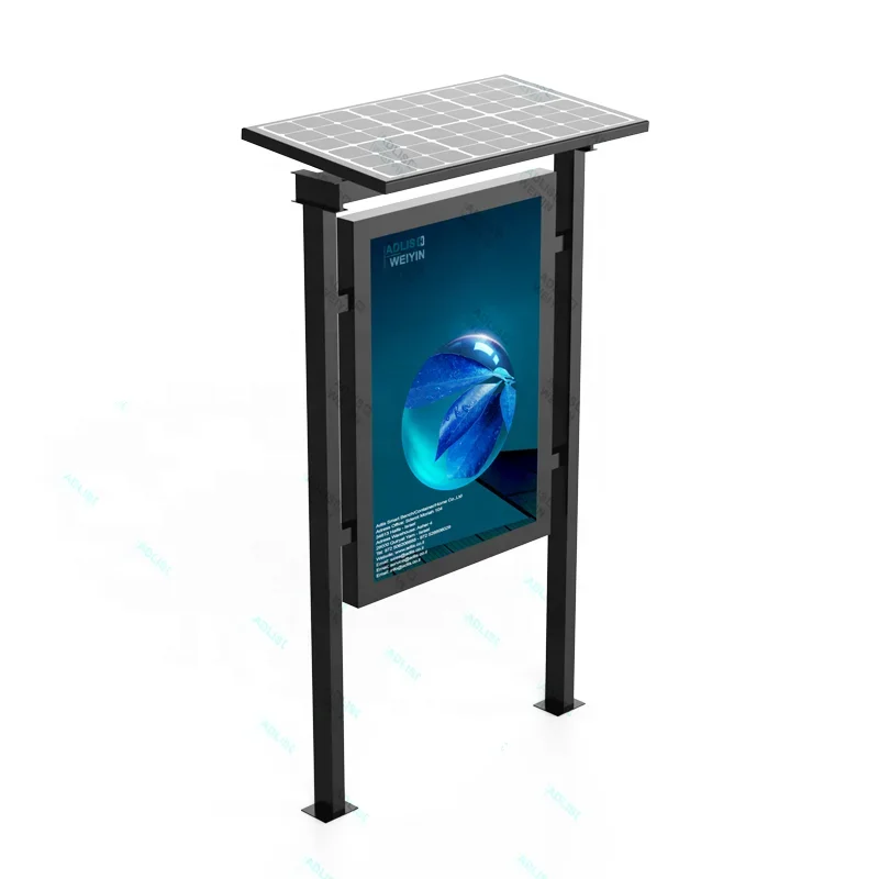 Factory Customized Design Solar Powered Smart Advertising Display Outdoor LED Light Box