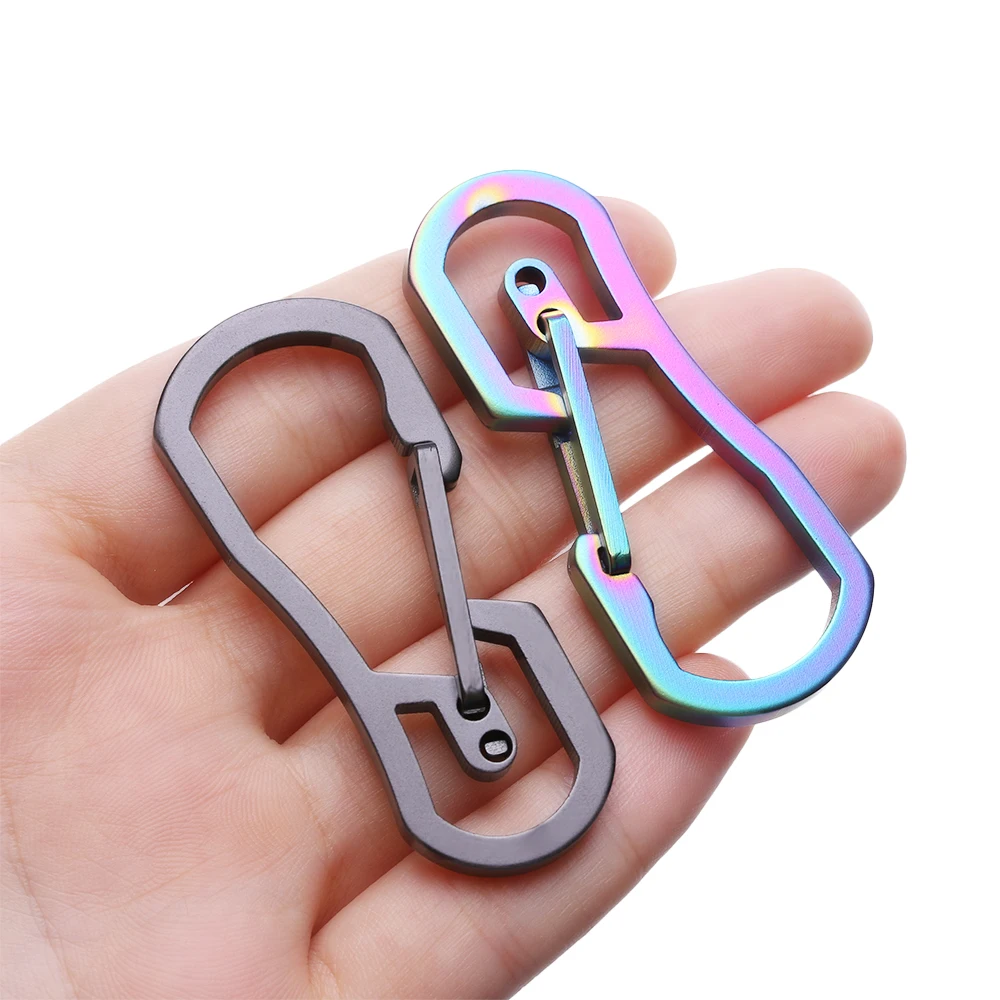 1 PC Titanium Plating Carabiner Camping Clip Outdoor Key Ring Clip Keychain Holder Camping Keyring Hang Buckle Hook Carabiner